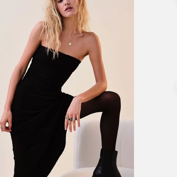 FREE PEOPLE FP BEACH BLACK RIO STRAPLESS SWEATER MAXI DRESS - Picture 5 of 12